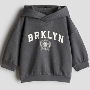 H&M Charcoal Kids Hoodie with BRKLYN Print